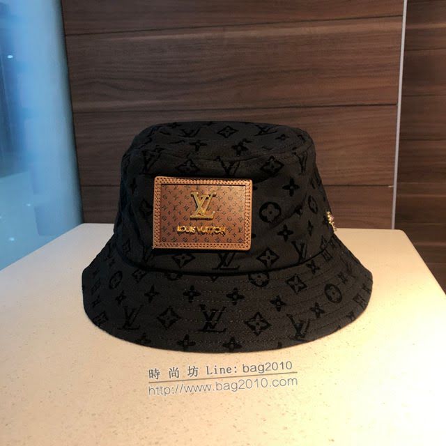 LV男女同款帽子 路易威登做舊牛仔刺繡漁夫帽遮陽帽  mm1182